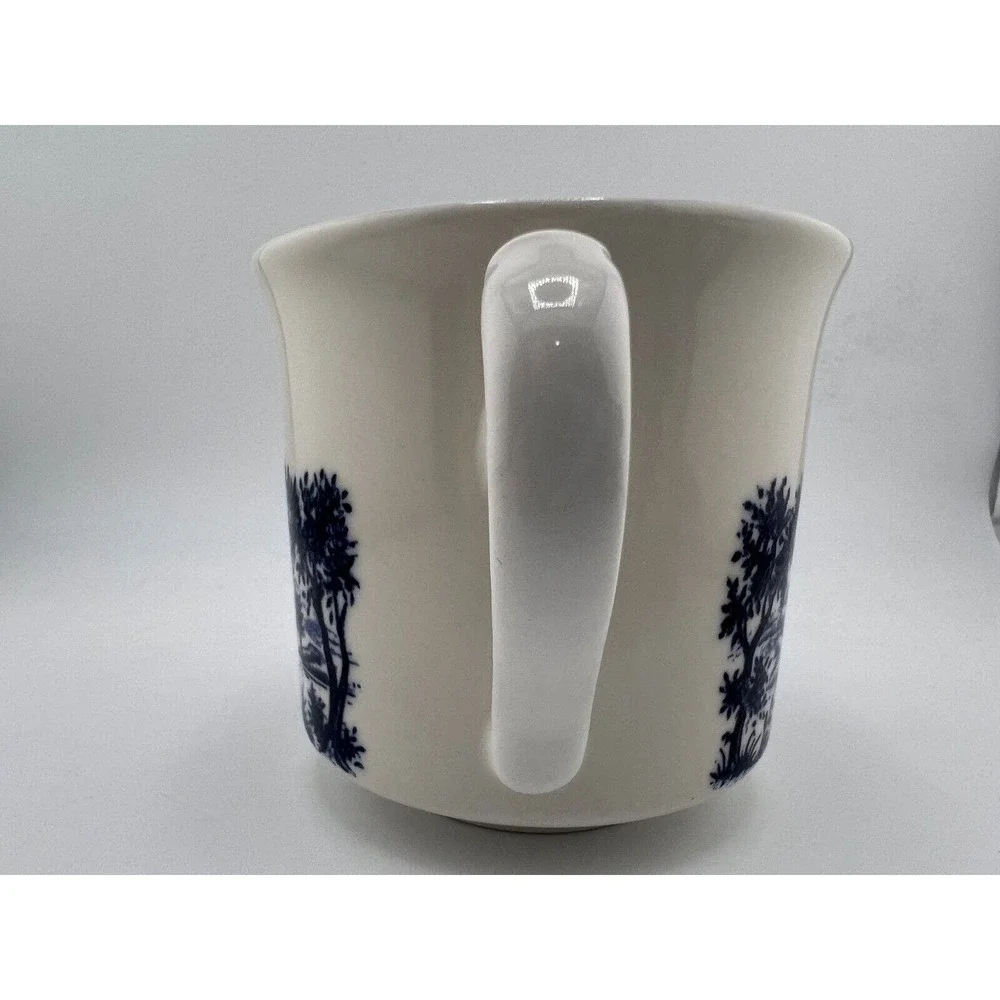 Vintage Blue & White Cottage Glossy Bone China Pastoral‎ Chinoiserie Coffee Cups